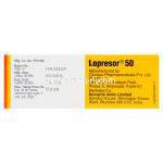 ロプレッサー Lopresor50、メトプロロール酒石酸塩50mg 製造会社